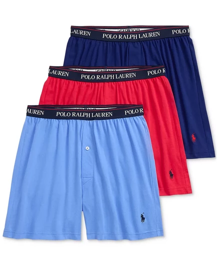  Мужские 3-ПК. Хлопок Классические Трикотажные Боксеры fall royal/begonia red/harbor island blue