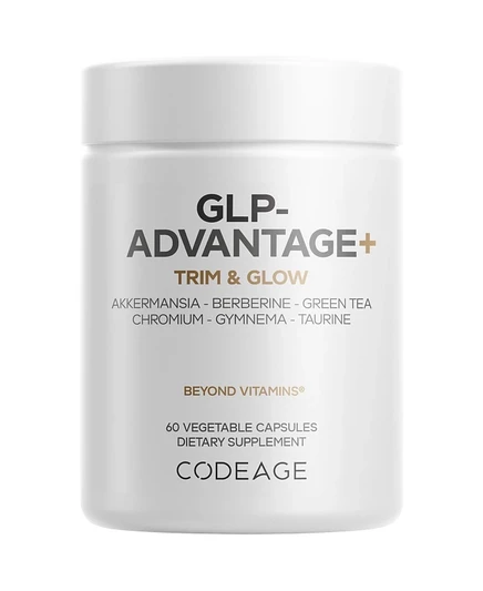 Codeage GLP-Advantage+ Берберин, Бор, хром, зеленый чай без кофеина (50% EGCG), Гимнема Сильвестровая, пробиотики, таурин - 60 капсул белого цвета