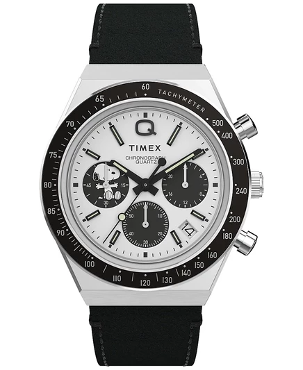 Мужские часы Timex с хронографом из черной кожи, 40 мм, черные