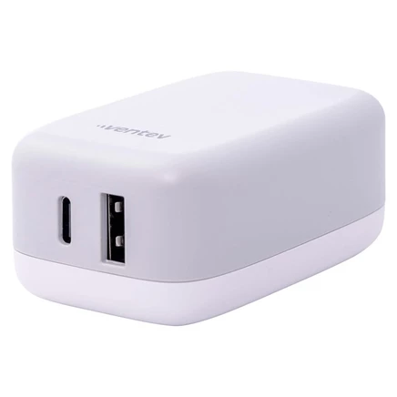 Универсальное настенное зарядное устройство Ventev 27W ULTRAFAST USB C и USB A Dual серый