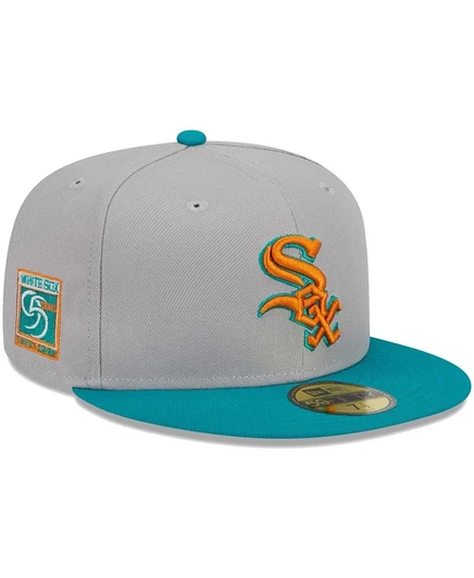 Мужская приталенная шляпа New Era серого, бирюзового цвета Chicago White Sox 59FIFTY серого цвета