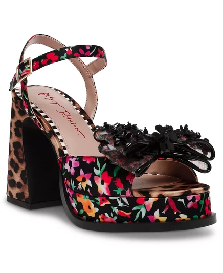 Женские босоножки на платформе и высоком каблуке Betsey Johnson, украшенные бисером Lilie black ditsy floral multi