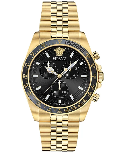 Мужские часы Versace Greca Chrono Wave 43 мм, золотые