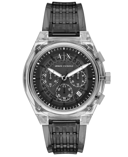 Мужские часы A|X Armani Exchange с синхронизированным кварцевым хронографом из серого полиуретана, 44 мм серого цвета