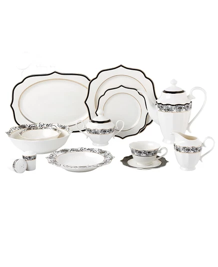 Фарфоровый сервиз Lorren Home Trends Fiona, 57 пр., черный