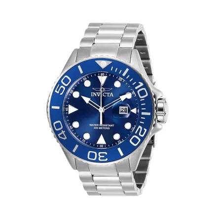 Мужские кварцевые часы Invicta 28766 Pro Diver с 3 стрелками и синим циферблатом silver