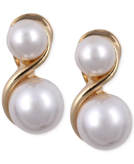 Женские клипсы Anne Klein со стеклянным жемчугом, золотистые