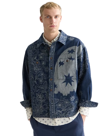 Мужская жаккардовая рубашка SCOTCH & SODA с длинным рукавом синего цвета