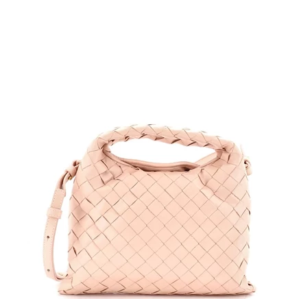 Женская сумка Bottega Veneta Mini Hop из кожи, розовая