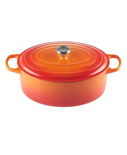 Чугунная эмалированная кастрюля Le Creuset Signature 9,5 л овальная, оранжевая