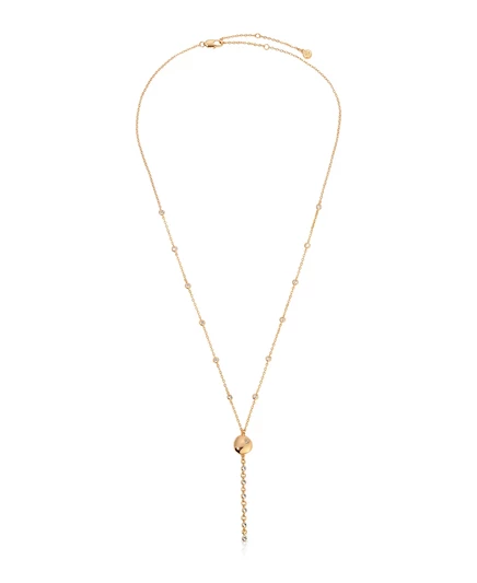 Лариат на цепочке из полированной гальки и хрусталя Ettika gold