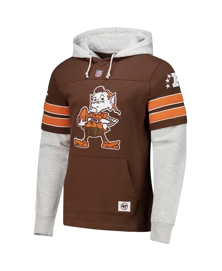 Мужской коричневый пуловер с капюшоном Cleveland Browns Throwback Double Header Blitz Cornerback с капюшоном brown