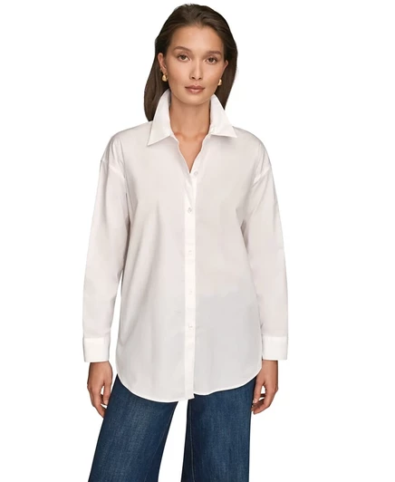 Женская рубашка Donna Karan Weekend из стрейч-поплина, белая