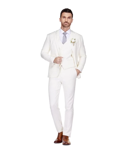 Мужской костюм Gino Vitale Skinny Fit, 3 предмета, кремовый