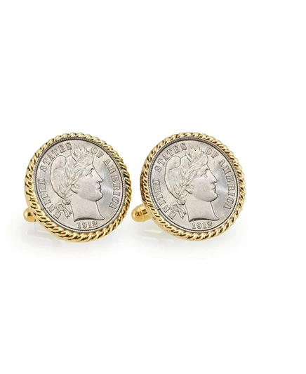 Запонки American Coin Treasures «Барбер», золотистые