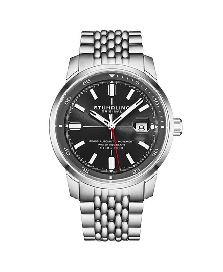 Мужские автоматические часы Stuhrling Trackmaster 1026, браслет из нержавеющей стали диаметром 42 мм, серый