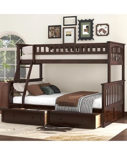 Двухъярусная кровать Streamdale Furniture Twin с выдвижными ящиками, раскладные кровати коричневого цвета