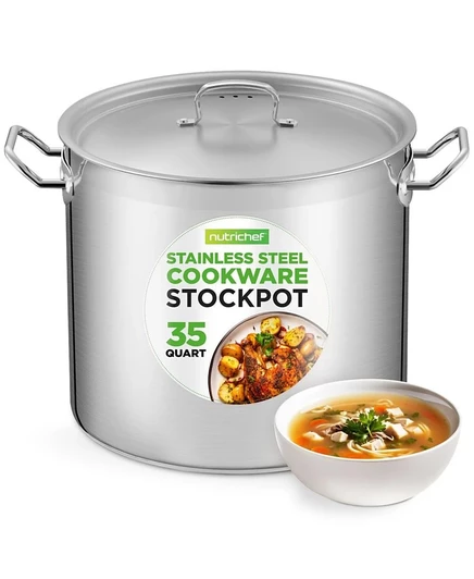 Кастрюля NutriChef 33 л из нержавеющей стали с крышкой, серебристая