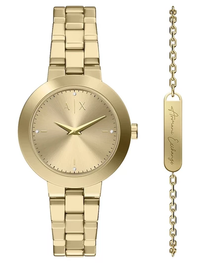 Женские кварцевые часы Armani Exchange с двумя стрелками из нержавеющей стали, 36-миллиметровое золото