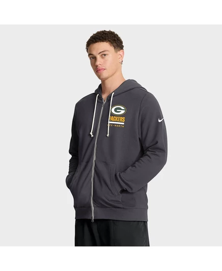 Мужская толстовка с капюшоном Dri-FIT на молнии Anthracite Green Bay Packers Sideline Standard Issue Utility Player anthracite