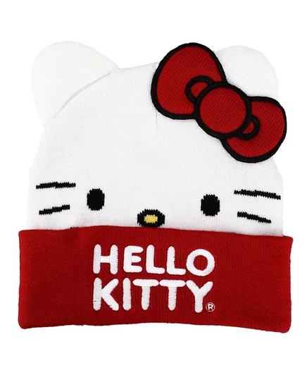 Мужская шапка Hello Kitty с плюшевыми ушками, белая