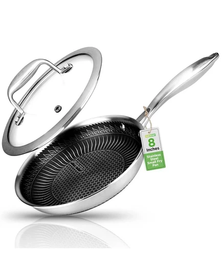 Сковорода Wok NutriChef 8″ с крышкой, тройная нержавеющая сталь