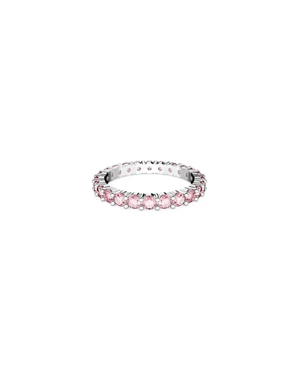 Кольцо с кристаллом Swarovski круглой огранки Pink Matrix розовое