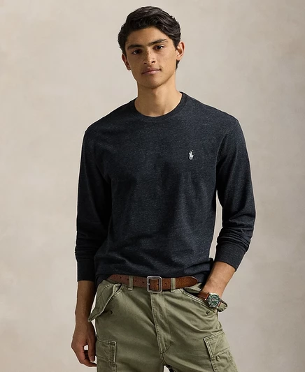 Мужской лонгслив Polo Ralph Lauren, чёрный меланж
