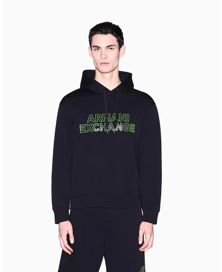 Мужская толстовка с капюшоном и рельефным логотипом A|X Armani Exchange, черная