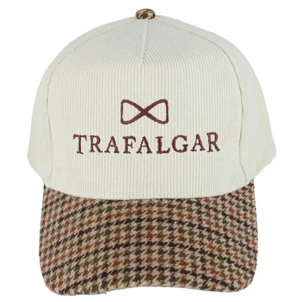 Мужская вельветовая бейсболка Trafalgar из 5 панелей с клетчатыми полями коричнево-бежевого цвета