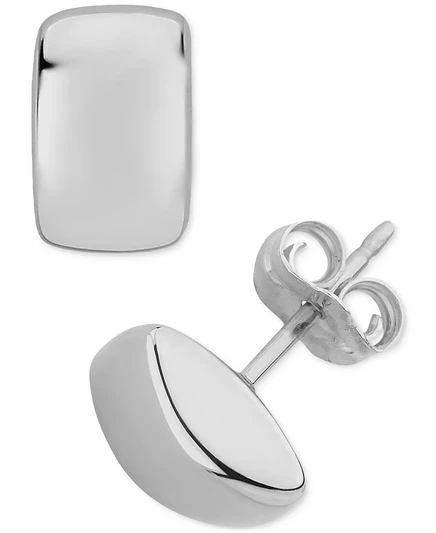 Серьги-пусеты Macy's Modern Rectangle, белое золото