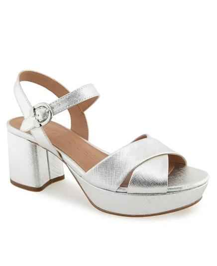  Женские босоножки на платформе Cosmos с круглым носком silver metallic textured faux leather