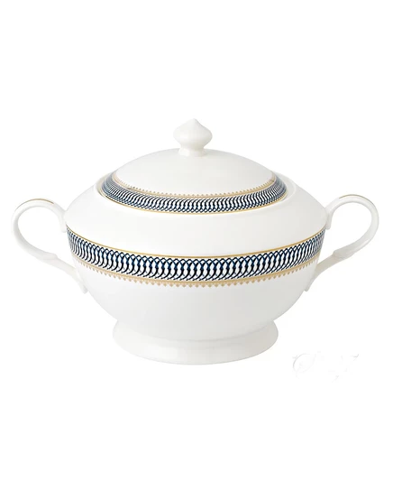 Супница Lorren Home Trends La Luna из костяного фарфора 3,8 л, сапфировый узор