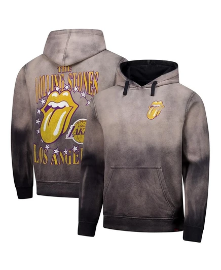 Спортивный пуловер с капюшоном Rolling Stones x Los Angeles Lakers Collab серого цвета 