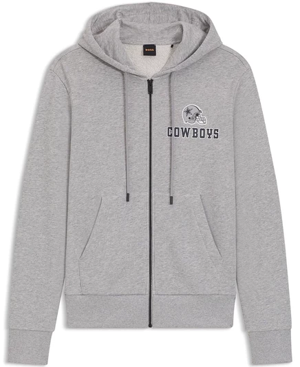 Мужское худи Hugo Boss x DALLAS COWBOYS на молнии, серебристое