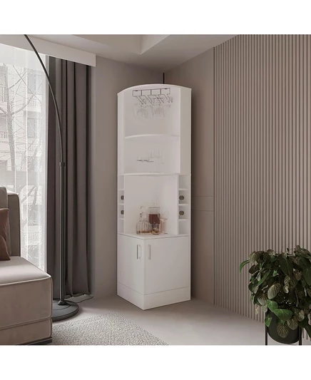 Страница FM FURNITURE Угловой барный шкаф с местом для хранения вина и стеллажом для бокалов, Белый white