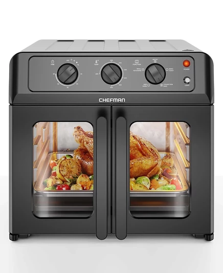 Духовой шкаф-фритюрница Chefman объемом 26 Кварт XL с раздвижными дверцами без цвета