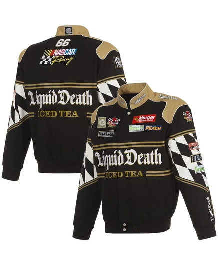 Мужская черная куртка из саржи NASCAR Liquid Death с застежкой на пуговицы от JH Design black