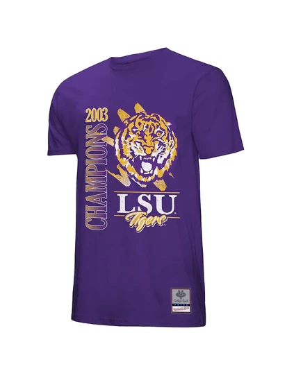 Мужская фиолетовая футболка Mitchell & Ness LSU Tigers Retro Brush Mineral Wash от Mitchell & Ness purple