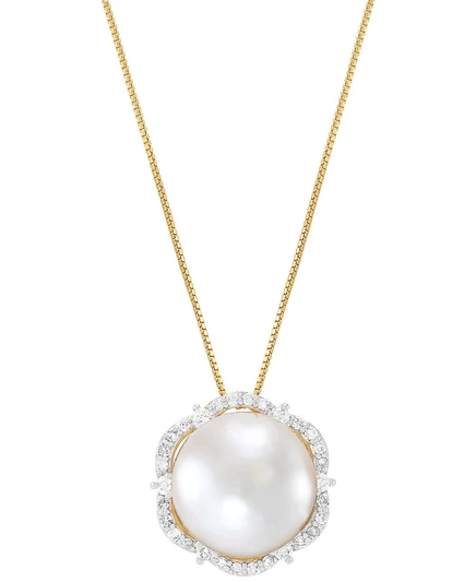 Подвеска Honora 14k с жемчугом Ming 12 мм и бриллиантами, 18″, золотая