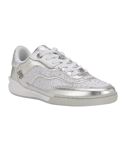  Женские кроссовки на шнуровке Pritie Quattro со стразами silver rhinestone