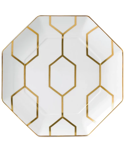 Тарелка акцентная Wedgwood Gio Gold октагональная, белая