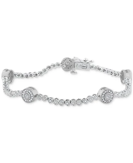 Браслет Macy's Diamond Circle серебро 0,5 карат, серебристый