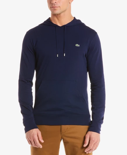 Мужская худи Lacoste с карманом-кенгуру, темно-синяя