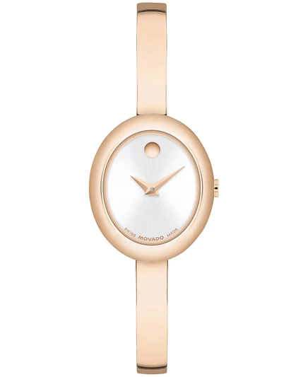 Швейцарские кварцевые часы Movado Women's Museum с овальным браслетом розового цвета, 22 x 26 мм, розовые