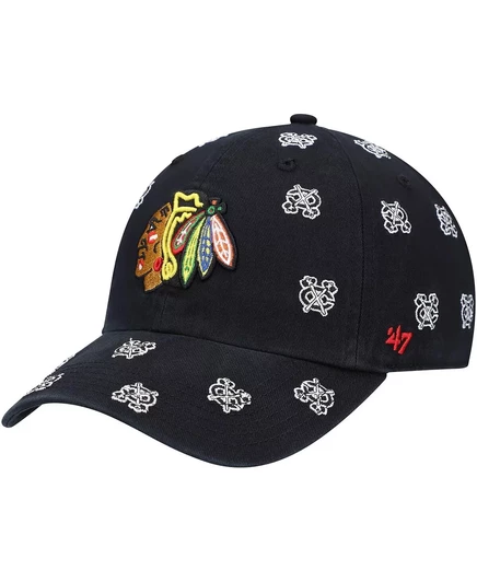 Женская кепка '47 Chicago Blackhawks Confetti регулируемая, черная