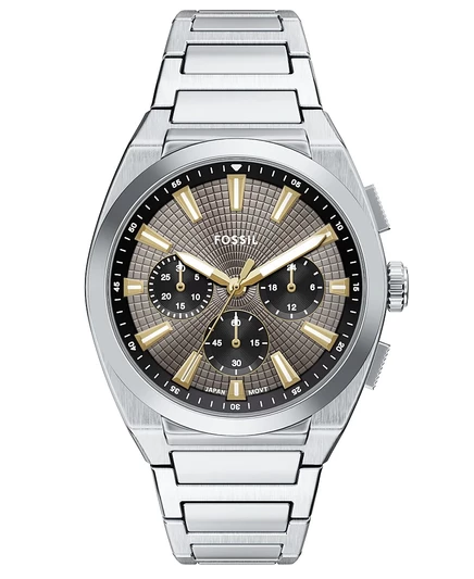 Мужские часы Fossil Everett с хронографом из нержавеющей стали, 44 мм