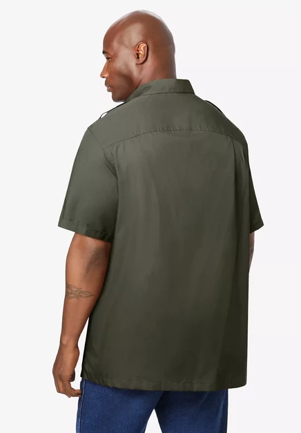 Рубашка-пилот Boulder Creek Big & Tall by KingSize с коротким рукавом olive