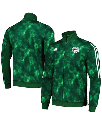 Мужской спортивный топ adidas Green Celtic Lifestyle на молнии зеленого цвета