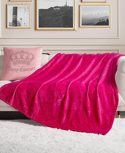 Плюшевый плед Juicy Couture 127 × 178 см, ярко-розовый